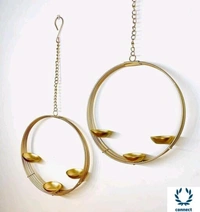 Arsh Metal World Wall Hanging Circle of Light Gold Plated Tealight Candle Holder for Home Decor - Metal, Tea Light Candle Holder, Pack of2